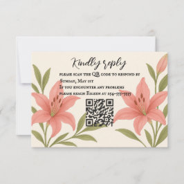 Weelderige Lily QR Code RSVP Kaart