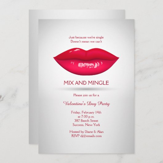 Weelderige Lippen Uitnodiging (Voorkant / Achterkant)