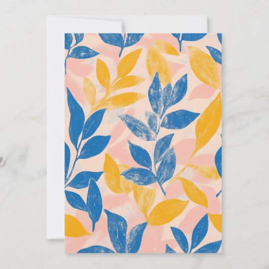 Weelderige Lithograaf Vet Blauwe gele en roze brui Kaart (Achterkant)