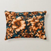 Weelderige Luxe Gouden Bloemen, Bladeren op Blauwe