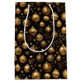 Weelderige & Luxe Metaalgouden Kerst Medium Cadeauzakje (Voorkant)