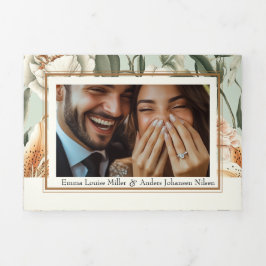 Weelderige Luxe, Tiger Lily & Mint, Trifold Weddin Drieluik Kaart