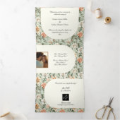 Weelderige Luxe, Tiger Lily & Mint, Trifold Weddin Drieluik Kaart (Binnen)
