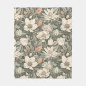 Weelderige  Magnolia Floral Botanical Fleece Deken (Voorkant)