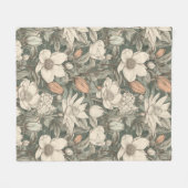 Weelderige  Magnolia Floral Botanical Fleece Deken (Voorkant (Horizontaal))
