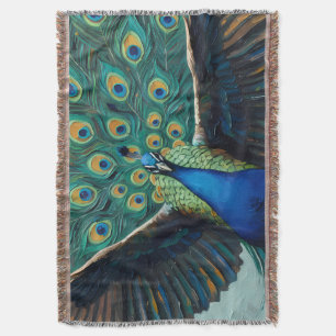 Weelderige Majestueuze Pauw Deken Zachte Woven