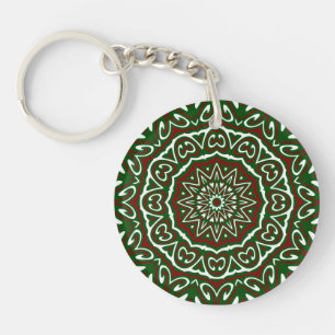 Weelderige Maximalistische Groovy Kerst Mandala Pa Sleutelhanger
