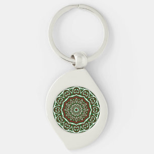 Weelderige Maximalistische Groovy Kerst Mandala Pa Sleutelhanger