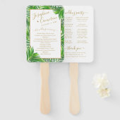 Weelderige moderne palmbladeren tropisch huwelijks handwaaier (Voorkant en achterkant)