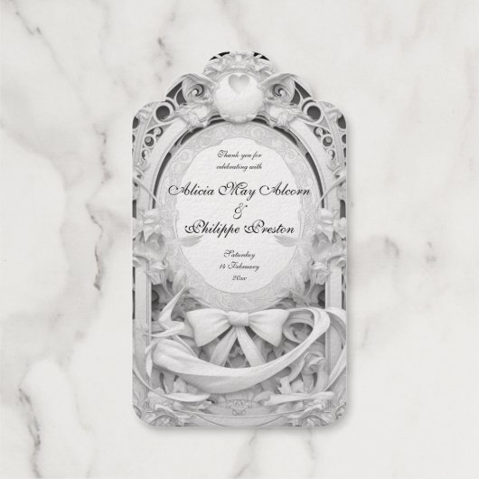 weelderige motief atelier bruiloft uitnodiging, cadeaulabels (Achterkant)