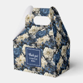 Weelderige Navy Blauwe Bloemen Aangepaste Naam Fav Bedankdoosjes (Achterkant)