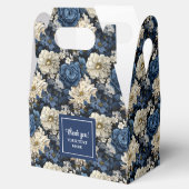 Weelderige Navy Blauwe Bloemen Aangepaste Naam Fav Bedankdoosjes (Geopend)