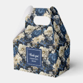 Weelderige Navy Blauwe Bloemen Aangepaste Naam Fav Bedankdoosjes (Voorkant Zijde)