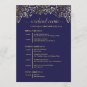 Weelderige Navy Blauwe & Gouden Trouw Evenementen Programmakaart (Voorkant)