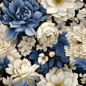 Weelderige Navy Blauwe Ivoor Gouden Bloem Badhandd Bad Handdoek
