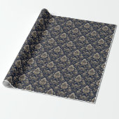 Weelderige Navy Bloemvergulding Cadeaupapier (Uitgerold)