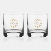 Weelderige Nep-Gouden Wapenschild Aangepaste Monog Whisky Glas (Voorkant)