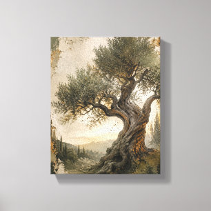 Weelderige olijfboom – bosgroene muurkunst canvas afdruk