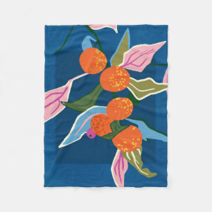 Weelderige Oranje botanicals Fleece Deken