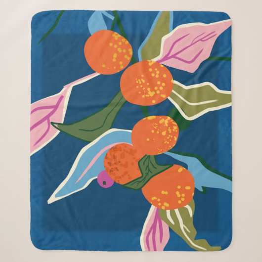 Weelderige Oranje botanicals Sherpa Deken (Voorkant)