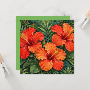 Weelderige Oranje Hibiscus Jungle Bloemen Tropisch