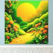 Weelderige Oranje tuinkunst Canvas Afdruk (Insitu (Houten vloer))