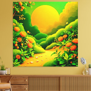 Weelderige Oranje tuinkunst Canvas Afdruk