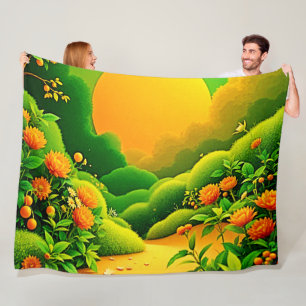 Weelderige Oranje tuinkunst Fleece Deken