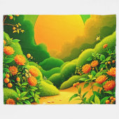 Weelderige Oranje tuinkunst Fleece Deken (Voorkant (Horizontaal))