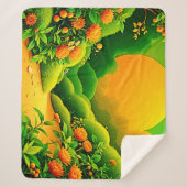 Weelderige Oranje tuinkunst Sherpa Deken (Voorkant)