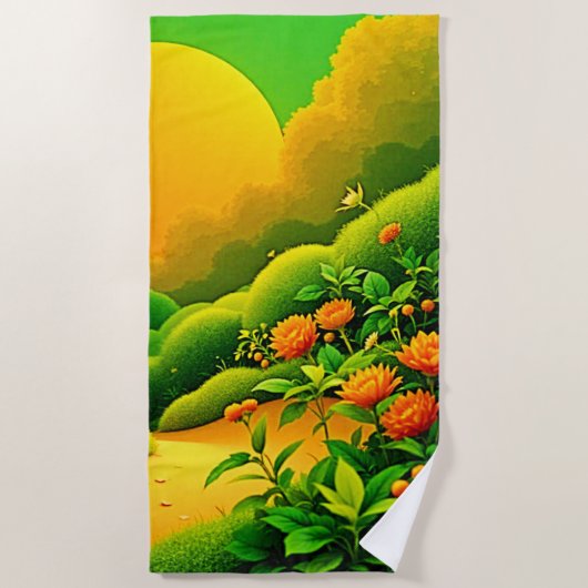 Weelderige Oranje tuinkunst Strandlaken (Voorkant)