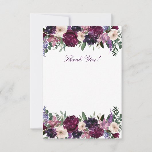 Weelderige Paarse Bloemen | Romantische Dankkaartj Bedankkaart (Voorkant)