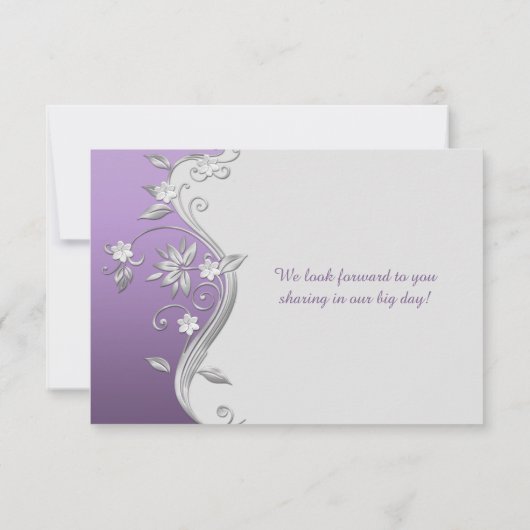 Weelderige paarse en zilveren bloemen kronkels Men Kaart (Achterkant)