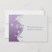 Weelderige paarse en zilveren bloemen Krullen Menu Kaart (Achterkant)