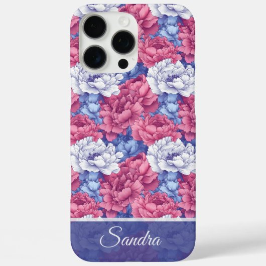 Weelderige Paarse Pioenrozen Custom Naam Iphone Ho Case-Mate iPhone Case (Achterkant)