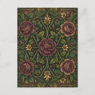 Weelderige Paarse Roos William Morris Stijl Bloemm Briefkaart
