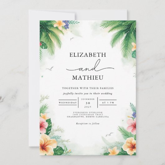 Weelderige Palm Foliage Arch Wedding Kaart (Voorkant)