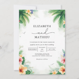 Weelderige Palm Foliage Arch Wedding Kaart