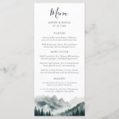 Weelderige Pieken Mistig Bos Aquarel Trouwmenu Menu (Voorkant)