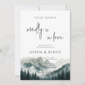 Weelderige Pieken Mistig Bos Waterverf Bruiloft Kaart (Voorkant)