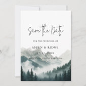 Weelderige Pieken Mistige Bos Aquarel Save The Date (Voorkant)