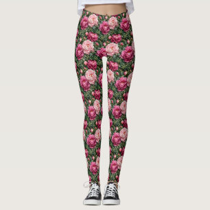 Weelderige Pioen- en Groeneprint Leggings