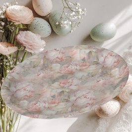 weelderige pioen op een zachte achtergrond papieren bordje