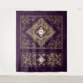 Weelderige Pracht | Paarse en Gouden Juweelachtige Wandkleed (Voorkant)