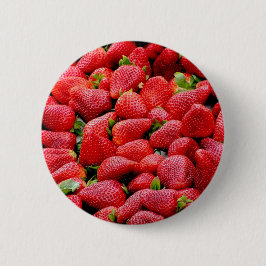 Weelderige rijpe aardbeien ronde button 5,7 cm