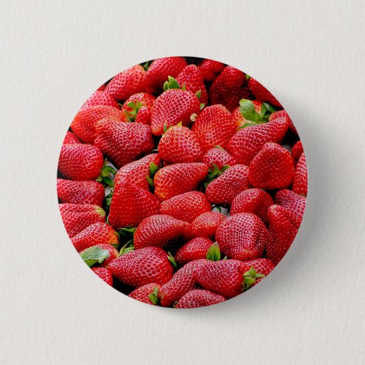 Weelderige rijpe aardbeien ronde button 5,7 cm (Voorkant)