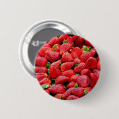 Weelderige rijpe aardbeien ronde button 5,7 cm (Voorkant /achterkant)