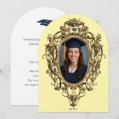 Weelderige Rococo Cartouche Fototemplate Afstudere Kaart (Voorkant / Achterkant)
