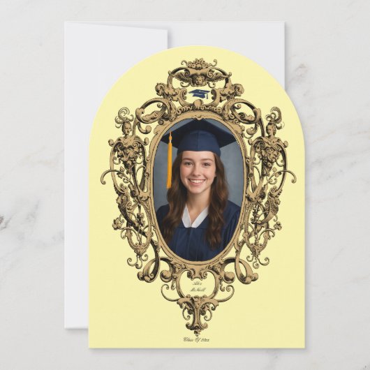 Weelderige Rococo Cartouche Fototemplate Afstudere Kaart (Voorkant)