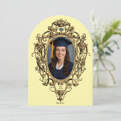 Weelderige Rococo Cartouche Fototemplate Afstudere Kaart (Staand voorkant)